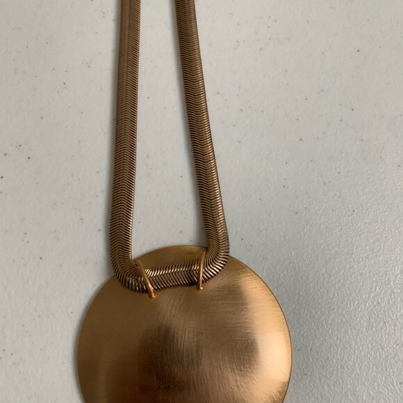 Vintage Gold-Tone Statement Necklace – 17” Snake Chain with Large Round Pendant - Picture 9 of 13